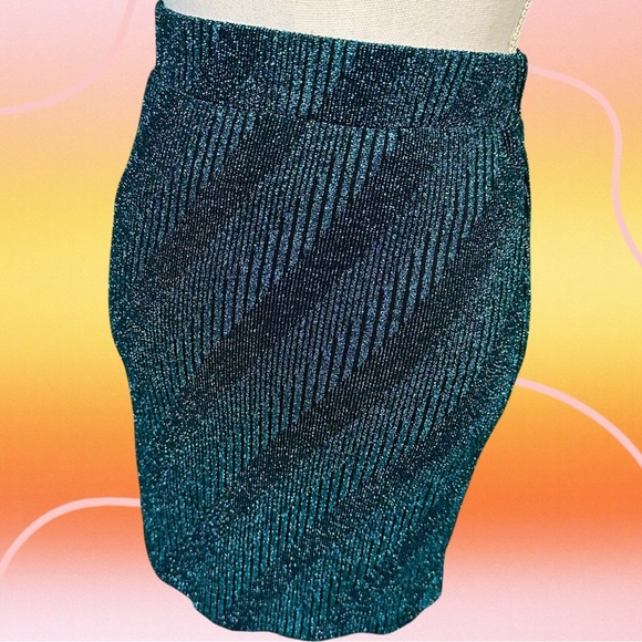 NWT ROTATE Birger Christensen ‘Kristinia’ Striped Skirt in “Crystal Teal” Size 2 - Picture 4 of 16